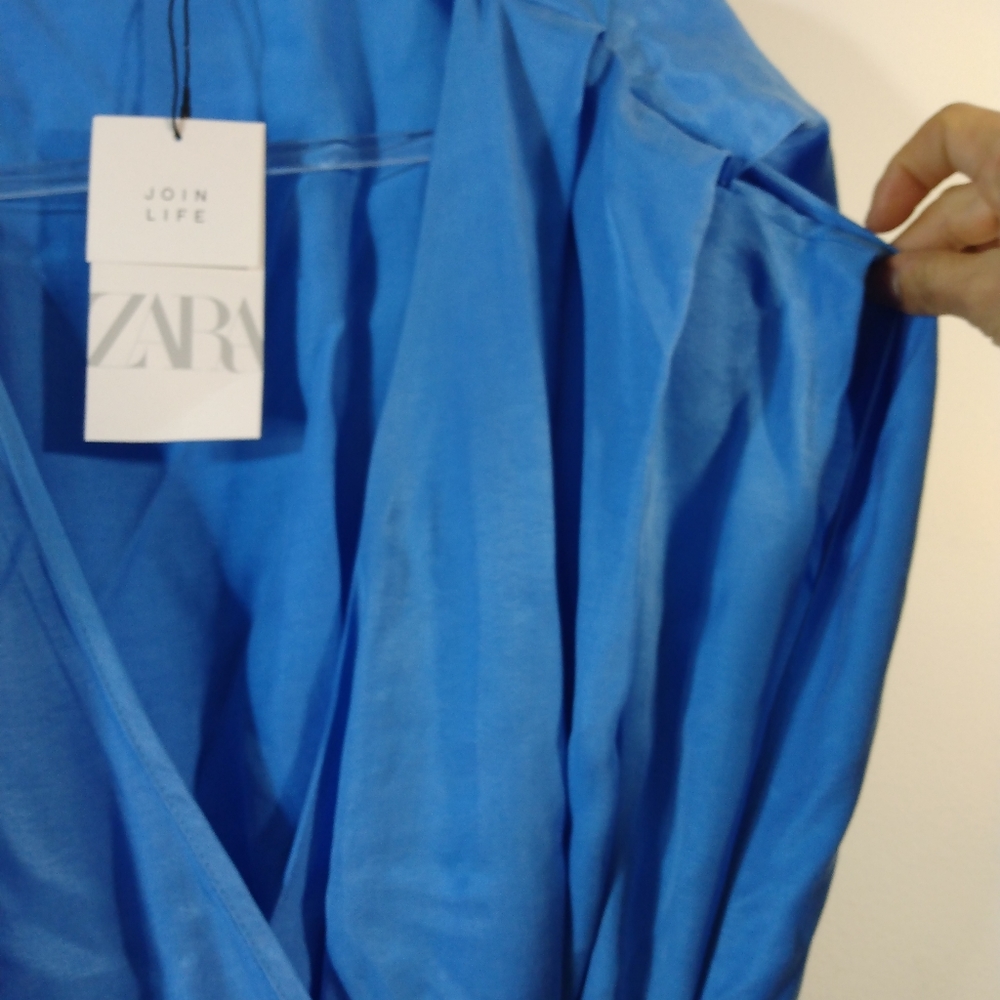 ZARA light blue flowy tied dress TRF Size XXXL - Picture 5 of 12